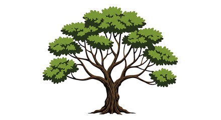 Illustrated Tree Isolated on White Background for Graphic Design