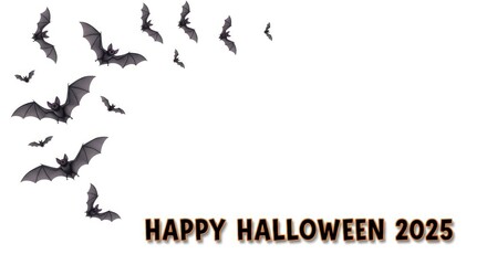 Fototapeta premium Spooky bats flying for Happy Halloween 2025, perfect for holiday promotions and party invitations, festive and fun