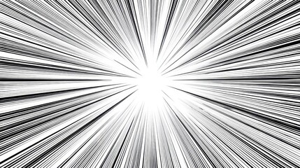 Dynamic Black and White Burst Effect Creation with Radiating Lines for Graphic Design, Art and Creative Projects Focused on Energy and Motion