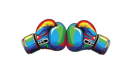 Vibrant boxing gloves showcase athletic spirit and competitive drive, perfect for sports marketing and motivational content