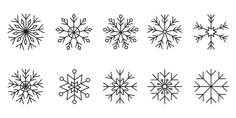 Obraz premium Set of black snowflake icons collection.
