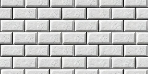 Obraz premium Seamless repeating pattern of textured white subway tiles with subtle grout lines for background design