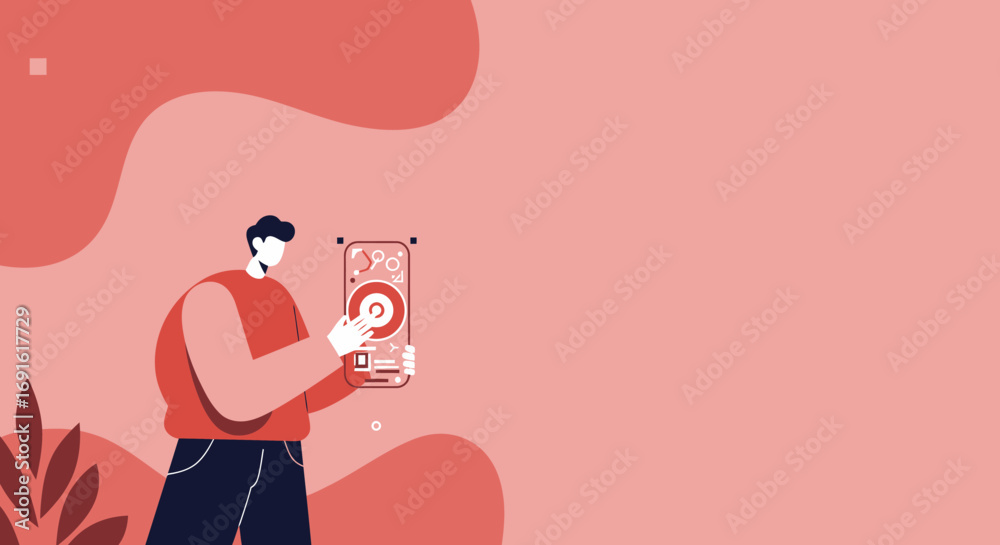 Wall mural creative professional designing a mobile application user interface on a smartphone, representing di