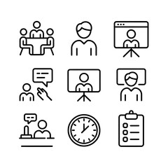 Video Conference Icons, Virtual Meeting Symbols,