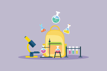 School subject chemistry. School Subject Concept. Colored flat vector illustration isolated