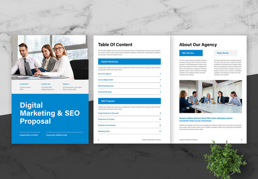 Blue And Black Digital Marketing And SEO Proposal