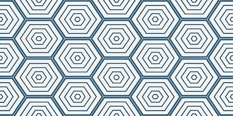 Geometric repeating pattern of interlocking hexagons with concentric lines creating a modern and abstract honeycomb texture