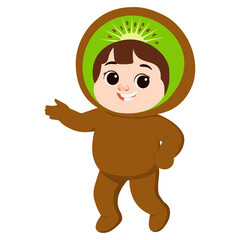 Illustration of Child Wearing Kiwi Costume
