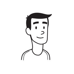 Handsome Man Black and White Illustration Vector Image Male Portrait Fashion Sketch Line Art Design	