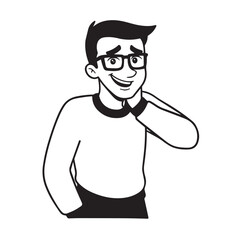 Handsome Man Black and White Illustration Vector Image Male Portrait Fashion Sketch Line Art Design	