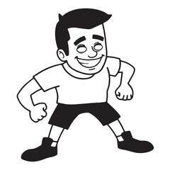 Handsome Man Black and White Illustration Vector Image Male Portrait Fashion Sketch Line Art Design	