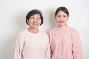 Obraz premium Couple woman with pink Shirt for Pink October Breast Cancer Awareness month, May Women Health, women rights, Empowerment, March International Women day, February Valentine, May International Mother