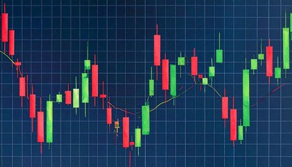 Stock market chart with fluctuating values