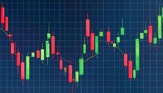 Stock market chart with fluctuating values
