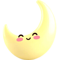 Cute 3D Emoji Happiness Crescent Moon Pastel design
