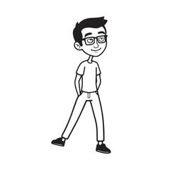 Handsome Man Black and White Illustration Vector Image Male Portrait Fashion Sketch Line Art Design	
