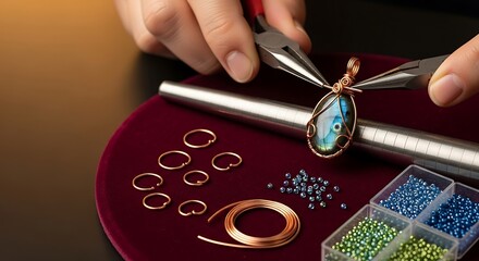 Artisan crafting unique wire-wrapped gemstone pendant with care
