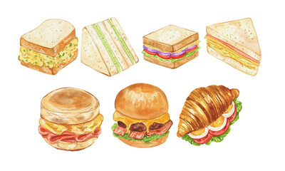 Watercolor Sandwiches Elements 01
