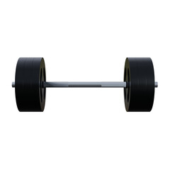 Minimalist 3D render of a black barbell with symmetrical weight plates.