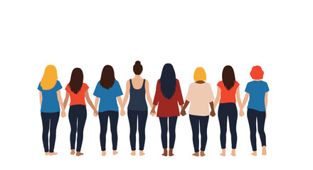 Fototapeta premium Diverse group of women holding hands, showcasing unity and support for global community initiatives