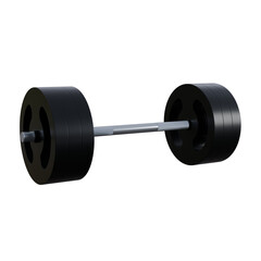 Minimalist 3D render of a black barbell with symmetrical weight plates.