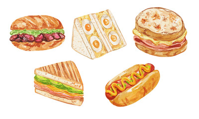 Watercolor Sandwiches Elements 02