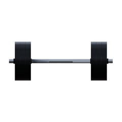 Minimalist 3D render of a black barbell with symmetrical weight plates.