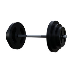 Minimalist 3D render of a black barbell with symmetrical weight plates.