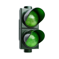 A close-up of a green traffic light signaling go, representing movement and the flow of urban life. Essential for road safety.