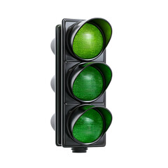 A vibrant green traffic light signaling go, symbolizing safety and movement in urban environments.