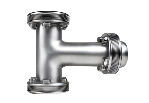 A detailed image of a metallic pipe fitting designed for efficient fluid transportation and industrial applications.