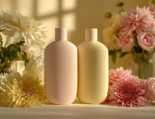 Pastel Vases with Flowers Still Life Arrangement