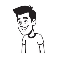 Handsome Man Black and White Illustration Vector Image Male Portrait Fashion Sketch Line Art Design	
