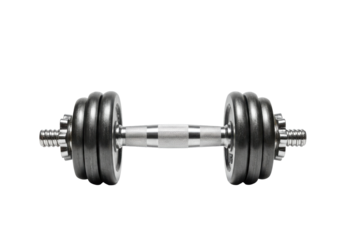 Metallic Dumbbell with Textured Handle and Stacked Weights for Strength Training