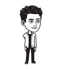 Handsome Man Black and White Illustration Vector Image Male Portrait Fashion Sketch Line Art Design	
