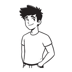 Handsome Man Black and White Illustration Vector Image Male Portrait Fashion Sketch Line Art Design	
