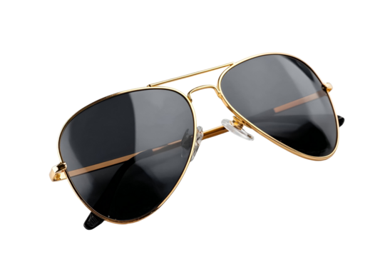 Stylish gold-framed sunglasses with dark lenses, perfect for summer adventures and outdoor activities. Fashion accessory for every occasion.