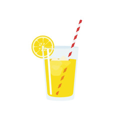 Refreshing Lemonade Drink with Straw and Lemon Slice