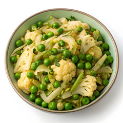 A light and flavorful Indian stir-fry made with shredded cabbage and green peas, seasoned with spices,