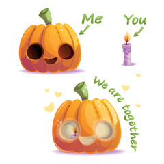 Adorable pumpkins that symbolize love and togetherness, making them perfect for various Halloween themes
