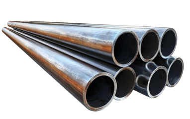 A close-up view of several metal pipes, showcasing their texture and structure, ideal for industrial and construction themes.