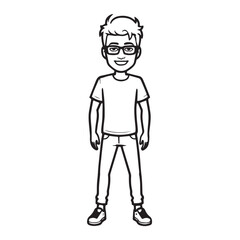 Handsome Man Black and White Illustration Vector Image Male Portrait Fashion Sketch Line Art Design	
