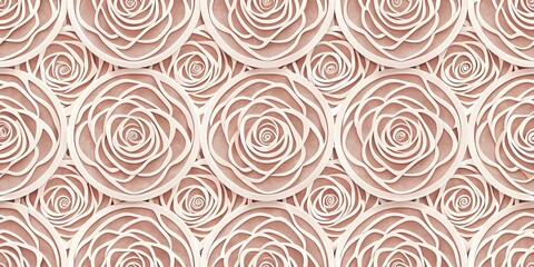 Elegant seamless pattern of stylized roses in a delicate pastel pink and cream color palette