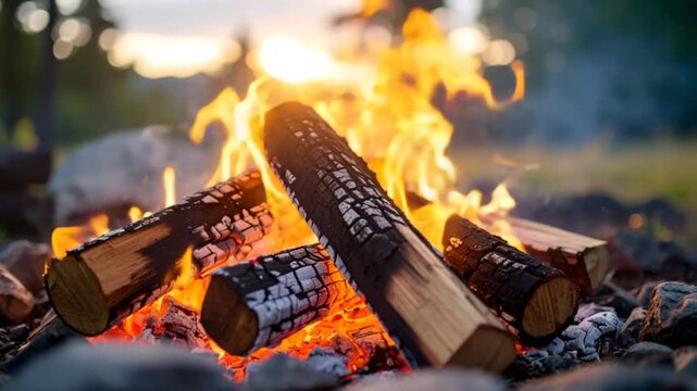 Campfire sunset flames