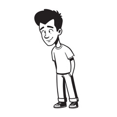 Handsome Man Black and White Illustration Vector Image Male Portrait Fashion Sketch Line Art Design	
