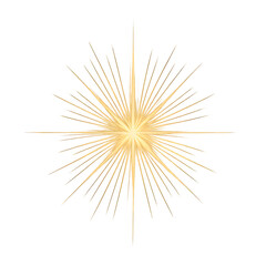 Golden Radiant Starburst Light Effect | Transparent Background