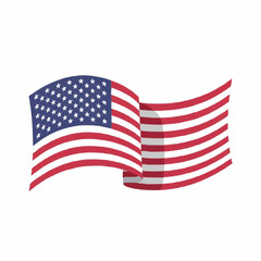 Fototapeta premium The American flag waving in the wind, showing the stars and stripes in detail.