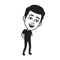 Handsome Man Black and White Illustration Vector Image Male Portrait Fashion Sketch Line Art Design	