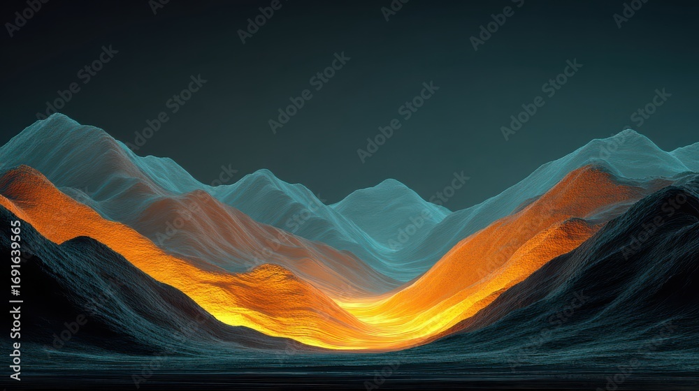 Canvas Prints abstract futuristic landscape with smooth flowing forms and light