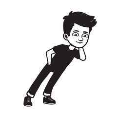 Handsome Man Black and White Illustration Vector Image Male Portrait Fashion Sketch Line Art Design	